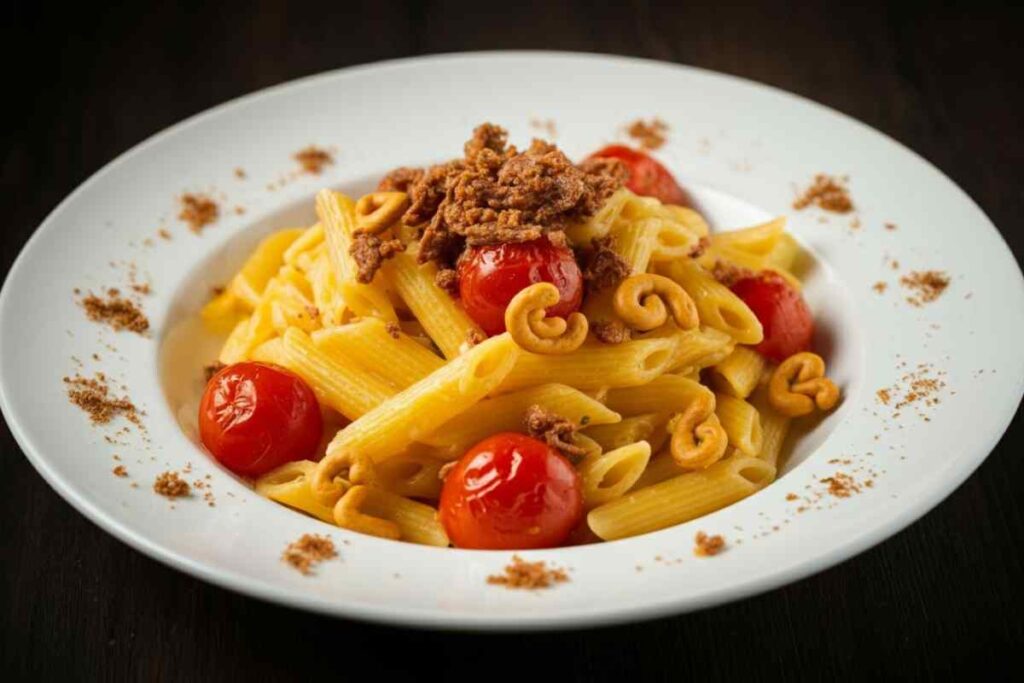 Pasta pomodorini e taralli sbriciolati, ricetta